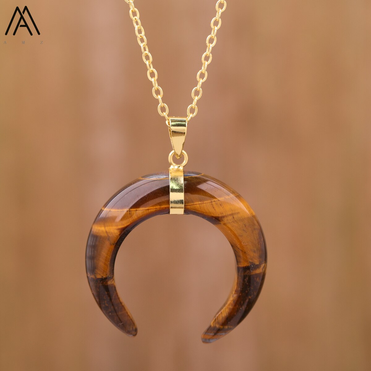 Moon Shape Amethyst Necklace Pi-Mart