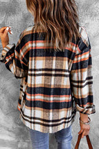 Classic Plaid Button Front Shirt Jacket with Breast Pockets Casual & Minimalist Outerwear Stevvex