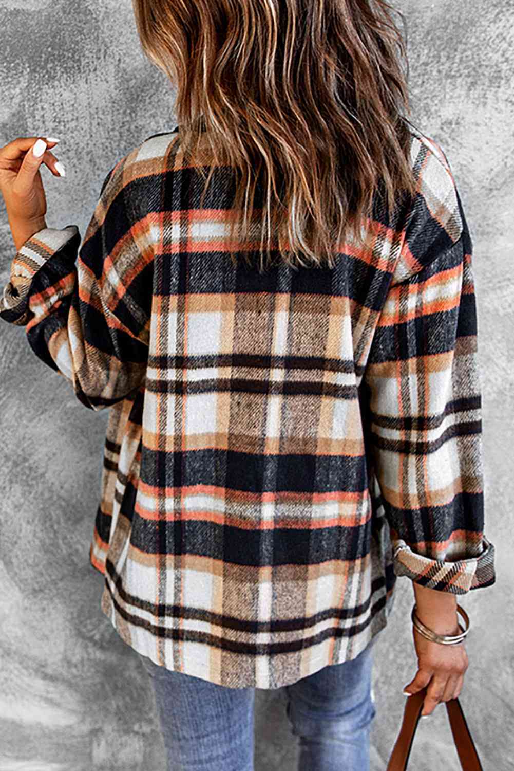 Classic Plaid Button Front Shirt Jacket with Breast Pockets Casual & Minimalist Outerwear Stevvex