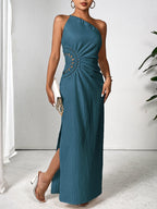 One Shoulder Sleeveless Maxi Dress Elegant & Sophisticated Evening Wear Women Luxury Party Dress