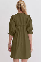 Pink Puff Sleeve Mini Dress Casual and Feminine Dress for Women Simple Classic Summer Dress Stevvex