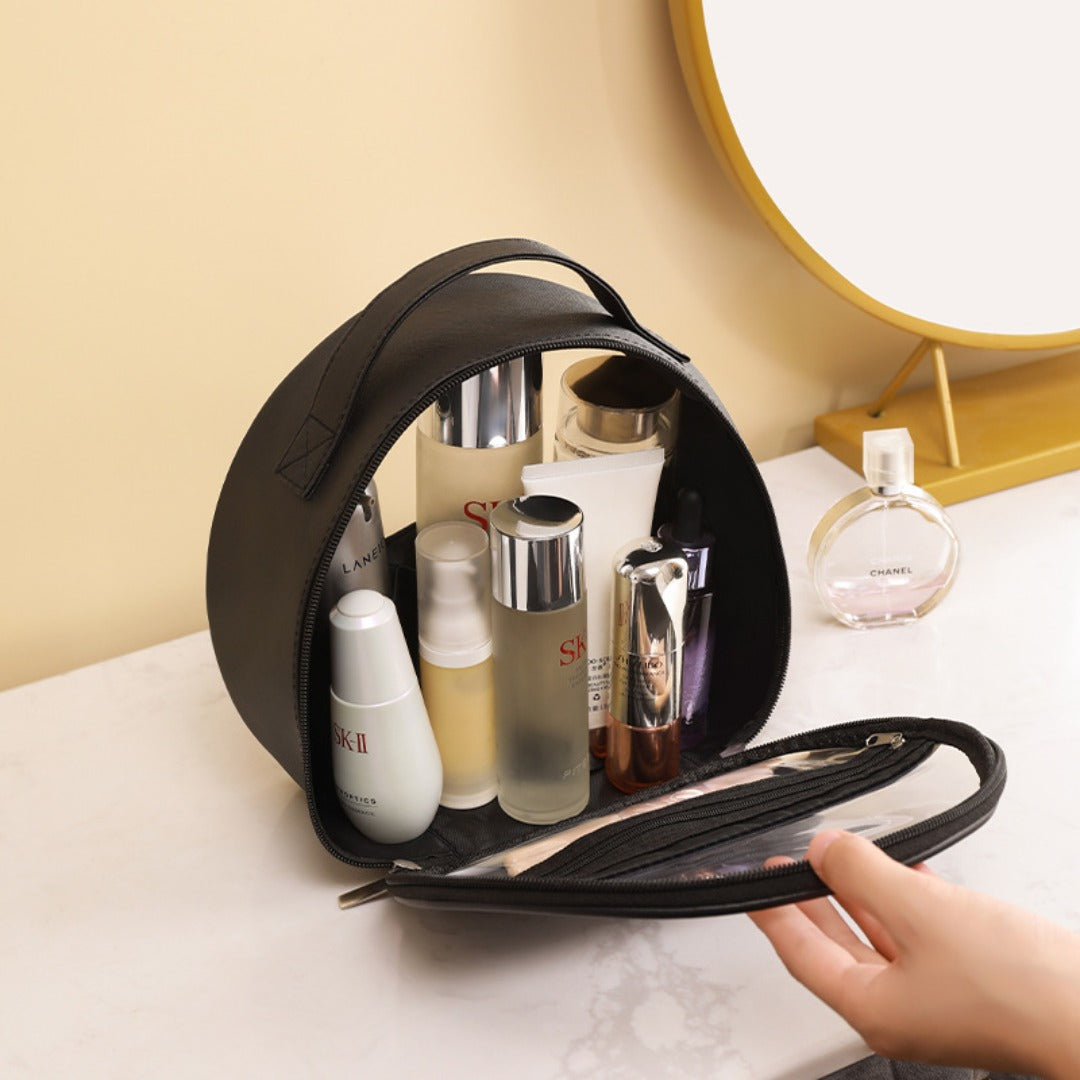 Portable large-capacity travel translucent cosmetic bag, Pu multi-functional waterproof toilet bag, portable skin care product storage bag, makeup bag organizer,Makeup bags, small - SJB-DIAMOND ELITES