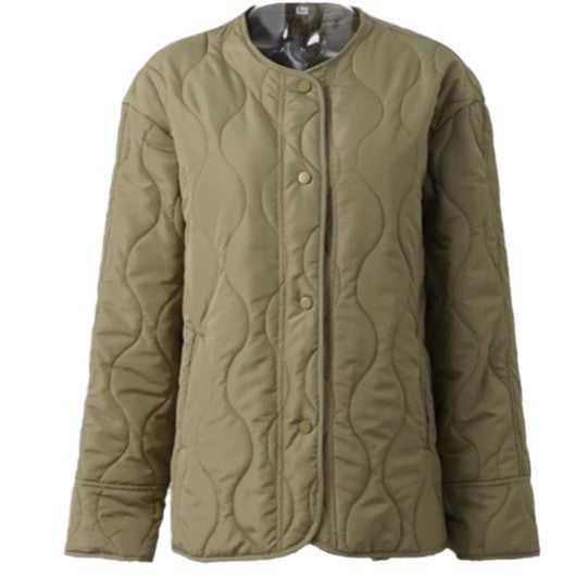 Women's Jacket Loose Round Neck Quilted Jacket Pi-Mart