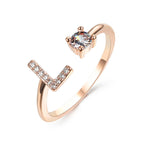 Adjustable 26 Initial Letter Ring Fashion Jewelry For Women Simple Elegant Jewelry Pi-Mart