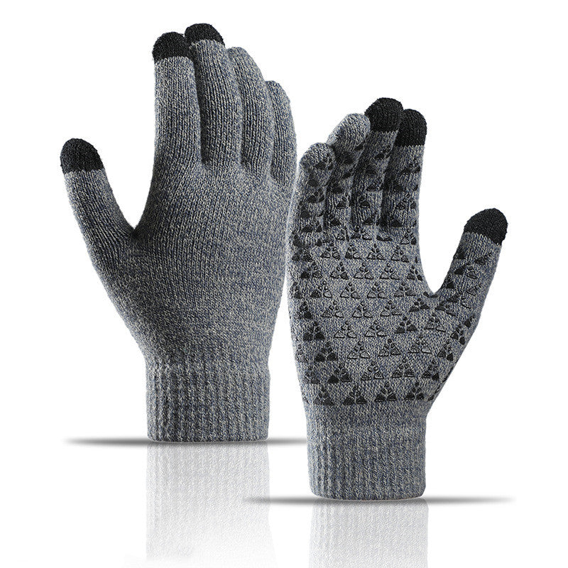 Winter Knitted Gloves For Men And Women Warm Cycling Anti-Cold Anti-Slip Triangular Offset Warm Gloves Pi-Mart