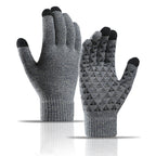 Winter Knitted Gloves For Men And Women Warm Cycling Anti-Cold Anti-Slip Triangular Offset Warm Gloves Pi-Mart
