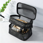 Mesh cosmetic bag, lightweight large capacity three-layer toilet bag, double-layer storage bag, travel mesh bag, tool storage box portable, Mesh ShowerTote Bag, - SJB-DIAMOND ELITES