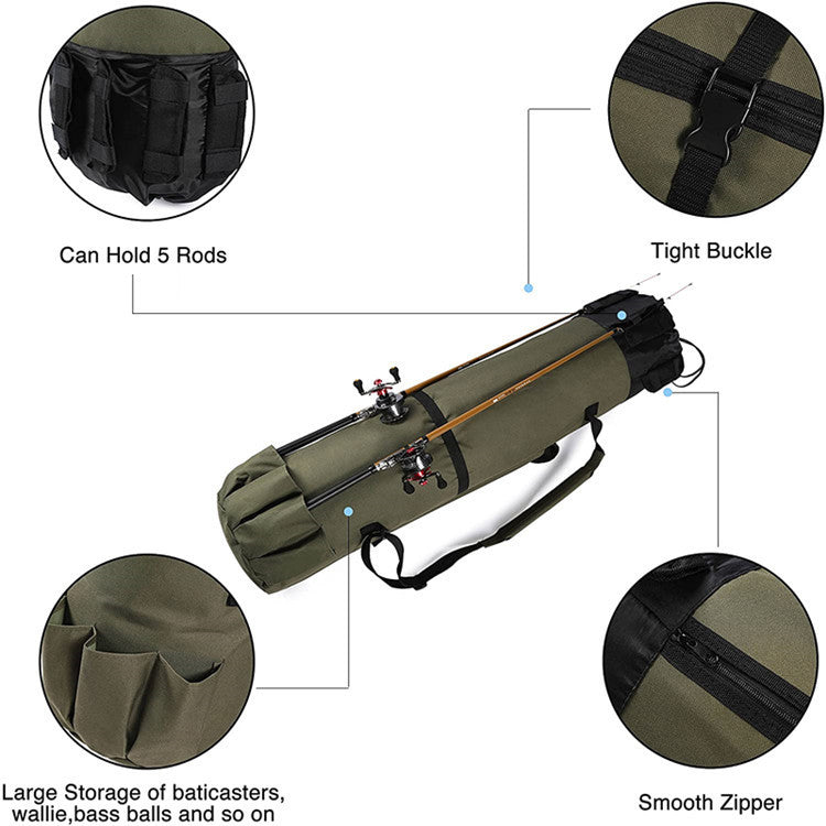 Cylinder Outdoor Fishing Bag Multifunctional Fishing Rod Bag Sea Rod Fishing Gear Storage Bag Pi-Mart