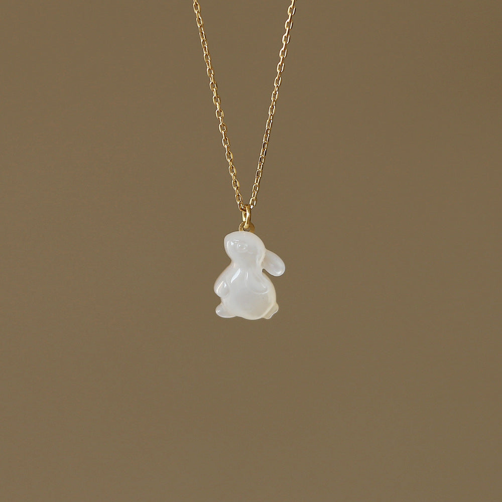 White Shell Rabbit Collar Electroplated 18K Gold Necklace Pi-Mart