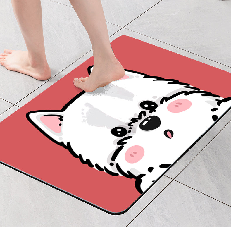 West Highland Corgi Teddy Diatoms Mud Absorbent Non-slip Floor Mat Pi-Mart
