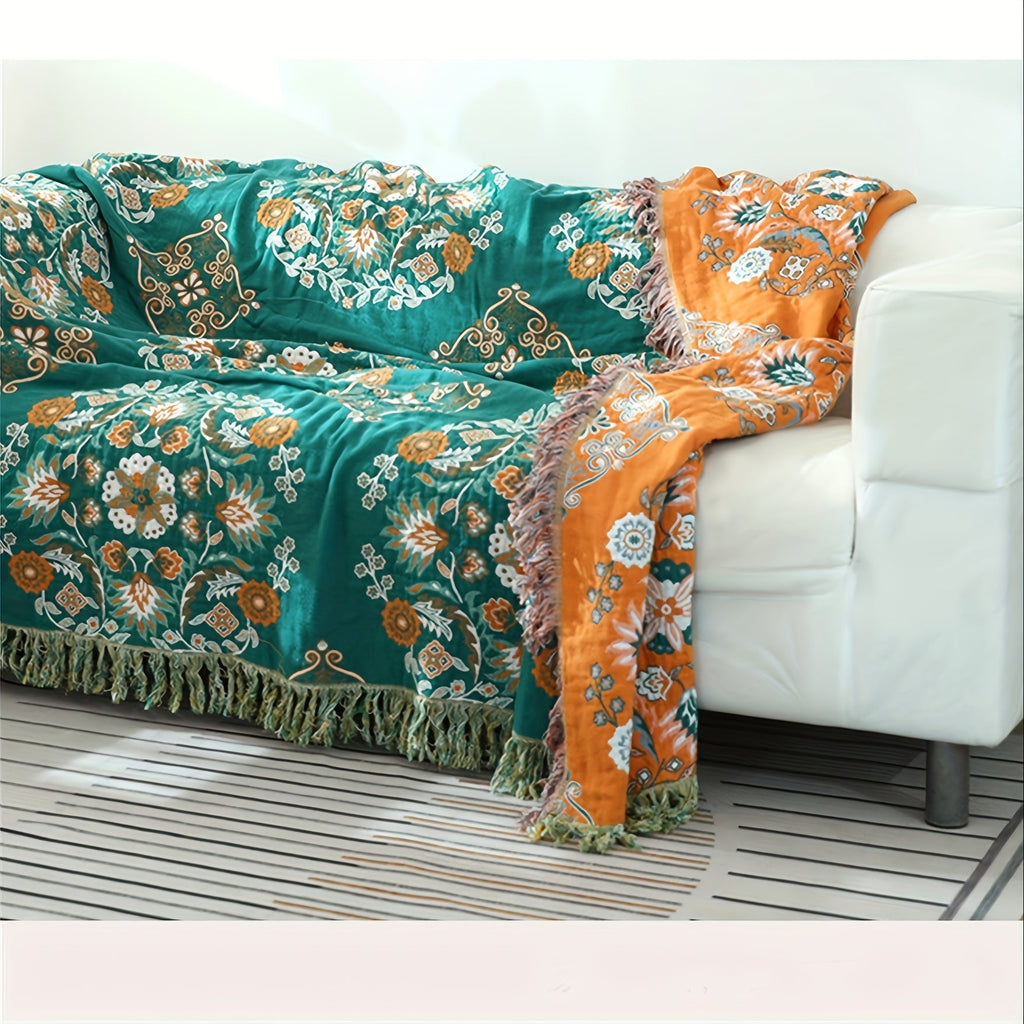 Double-Sided Tassel Sofa Cover for All Seasons - Soft and Durable Sofa Blanket for Ramadan and Beyond Lootquake LLC
