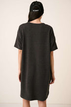 Urban Rib Knit Short Sleeve Tee Dress For Women – Casual, Comfortable, Versatile & Chic For Everyday Outfits