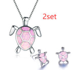 Fashion Turtle Simple Necklace Stud Earrings Set Pi-Mart