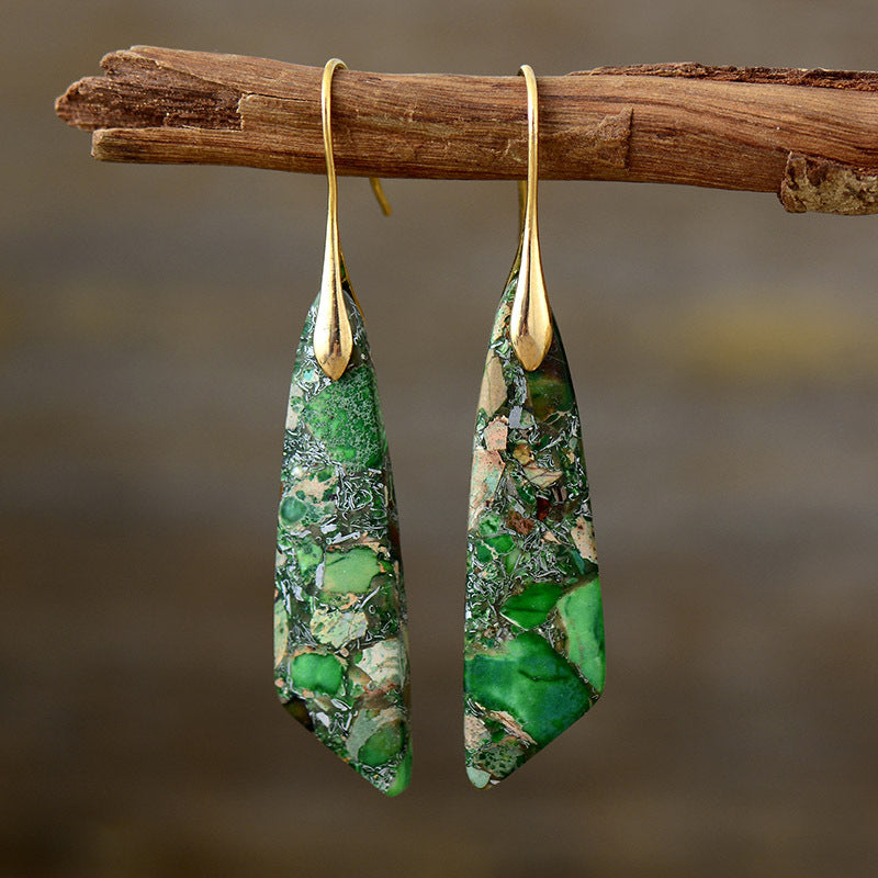 Bohemian Emperor Stone Geometric Pendant Earrings Pi-Mart