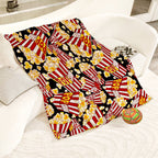1pc Cozy Cinema Popcorn Blanket - Soft Breathable Flannel Plush, Retro Food Print Design, Suitable for Bed, Sofa, Office, Camping, and Outdoor Use - Machine Washable, Lightweight, and Warm Lootquake LLC