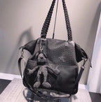 Large Shoulder Bag with Patchwork Details simple Casual Oxford Fabric hobo bag for women - SJB-DIAMOND ELITES