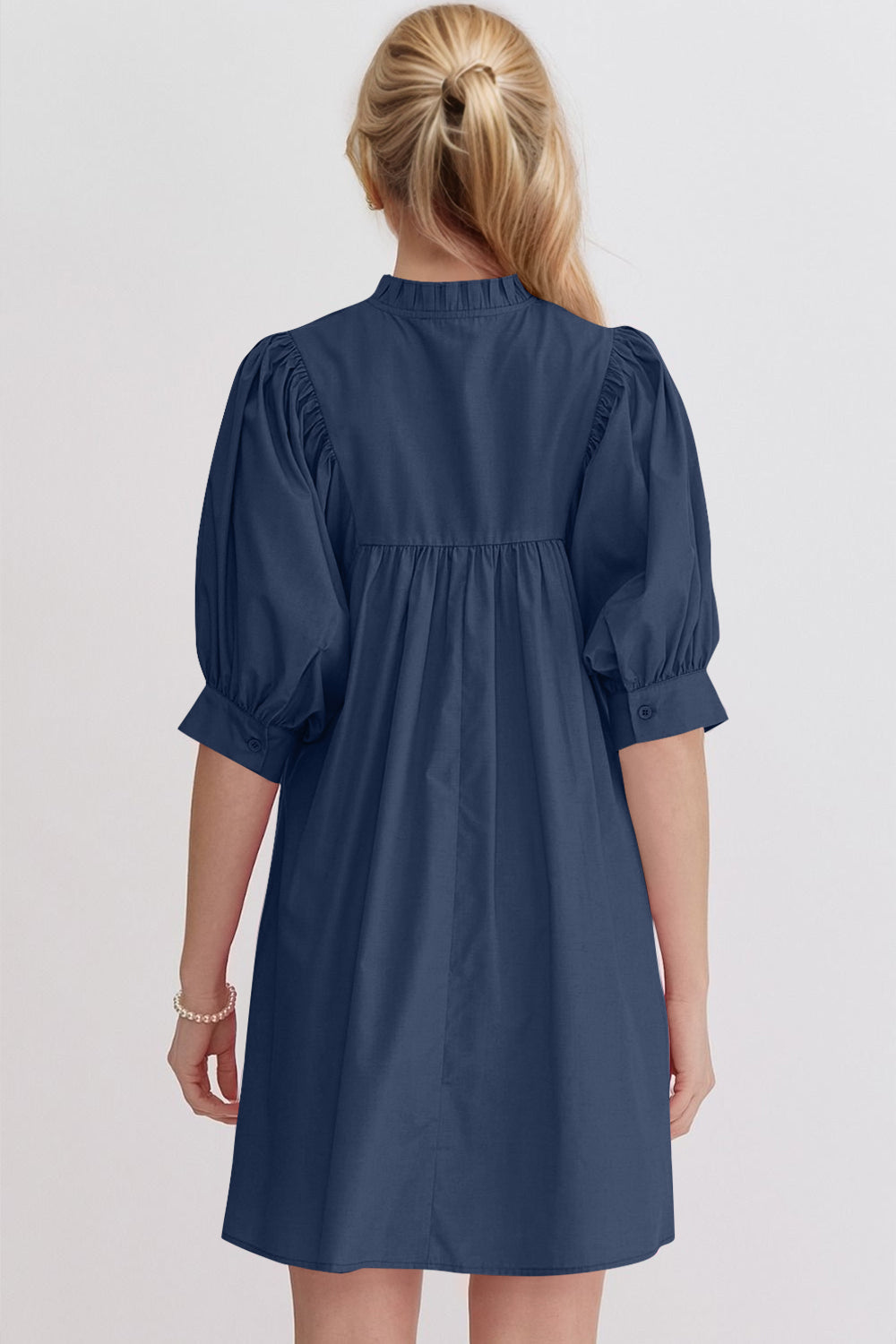Pink Puff Sleeve Mini Dress Casual and Feminine Dress for Women Simple Classic Summer Dress Stevvex