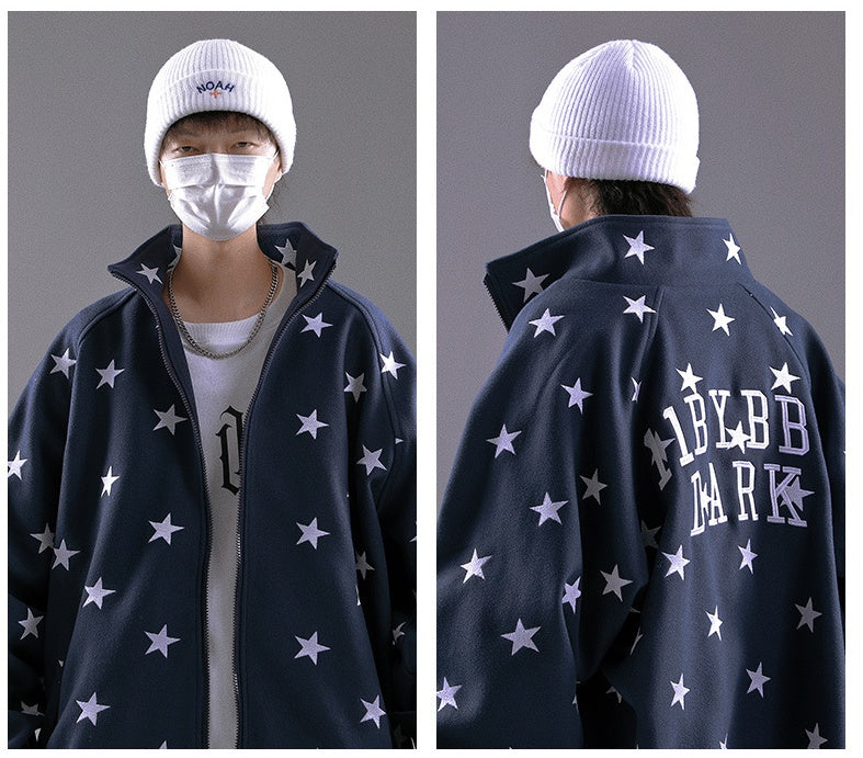 Autumn New Cardigans Star Hoodie Men Loose Pi-Mart