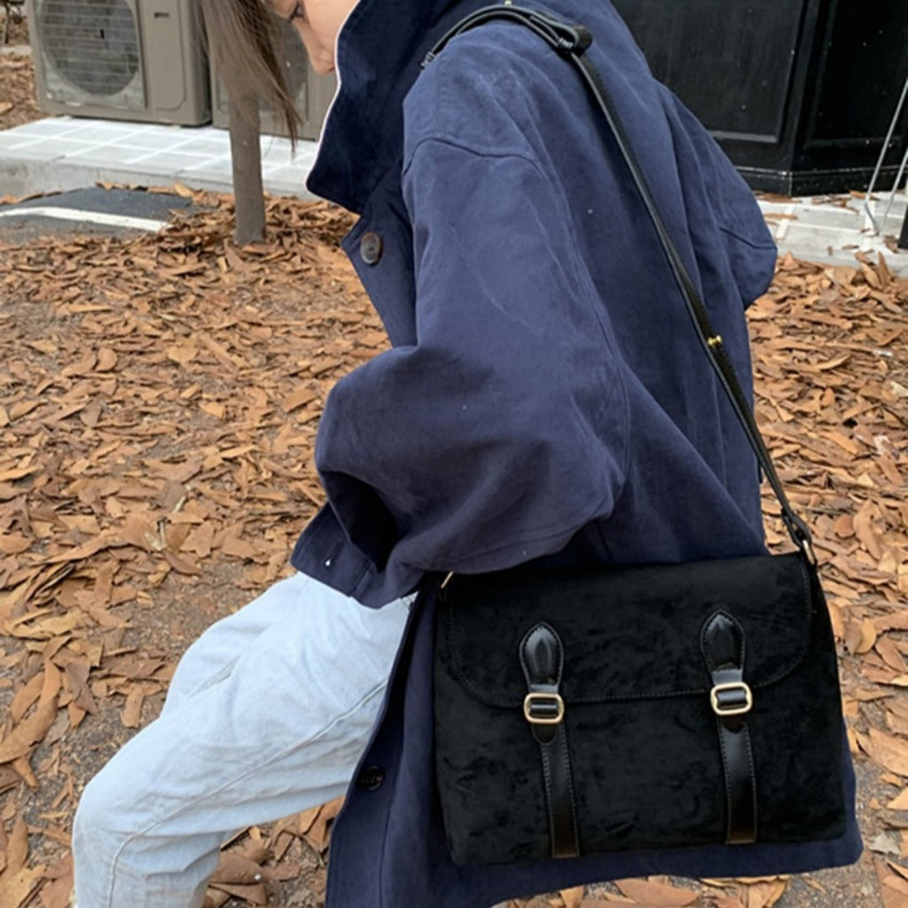 Mailman bag female, suede retro matte crossbody, shoulder crossbody bag - SJB-DIAMOND ELITES