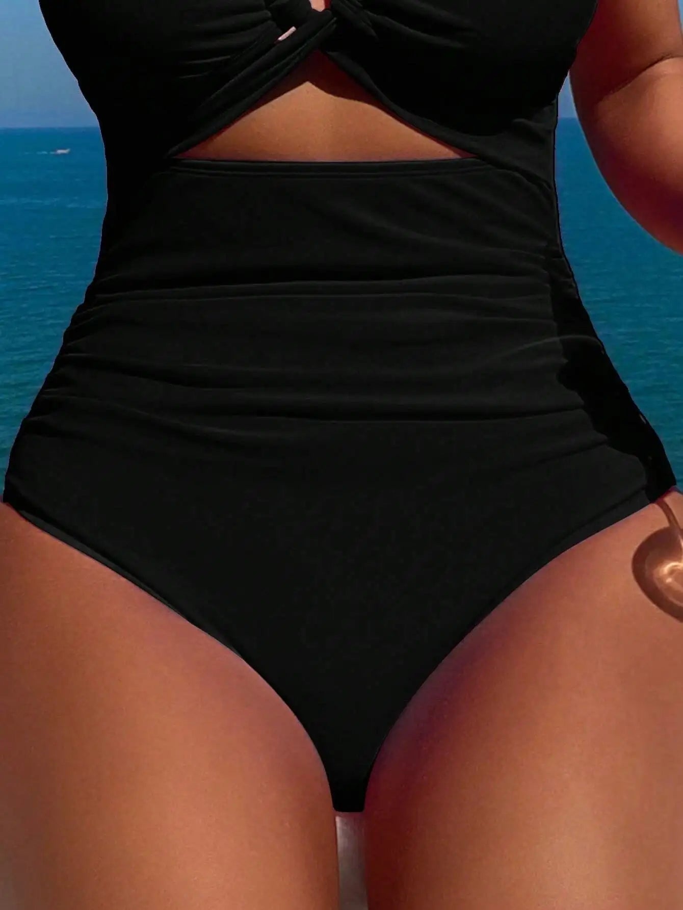 Women's Two-piece Casual Swimsuit P48 Black - SJB-DIAMOND ELITES
