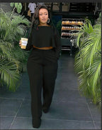 Elegant Work Wear Two Piece Set Fall Clothes for Women Ruffles Crop Top and Wide Leg Pants Suits Matching Sets Sexy Club Outfits Purplish Diva