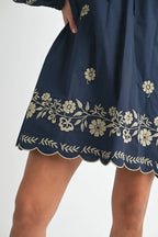 Embroidered Long Sleeve Peasant Mini Dress For Women – Embroidered Mini Dress, Long Sleeve Peasant Dress, Bohemian Dress, Casual Peasant Dress, Timeless Elegance Dress