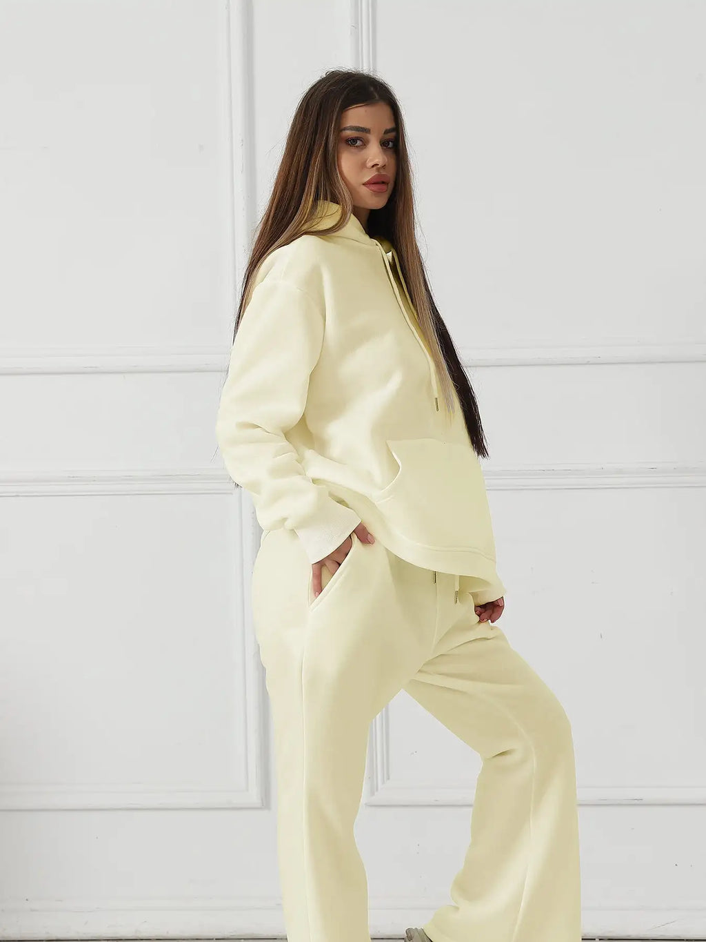 Women's Fashionable Casual Solid Color Long Sleeved Sweatshirt Set - SJB-DIAMOND ELITES