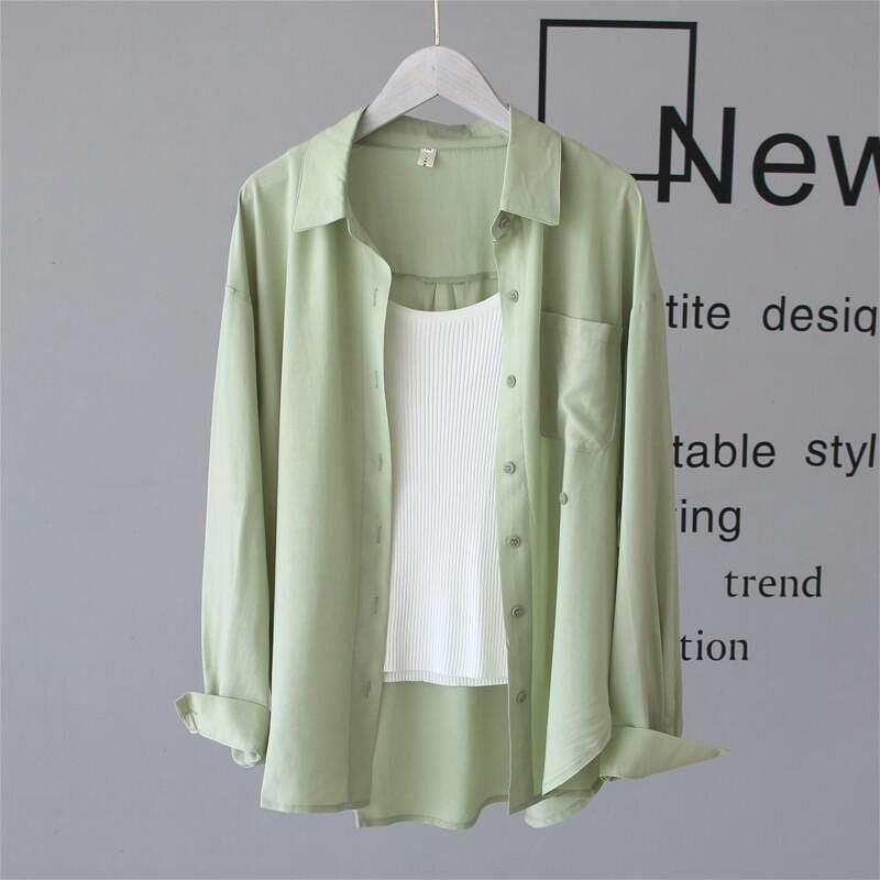 100% cotton casual loose cotton blouse shirt women solid color oversize long blouse shirt  Women - SJB-DIAMOND ELITES