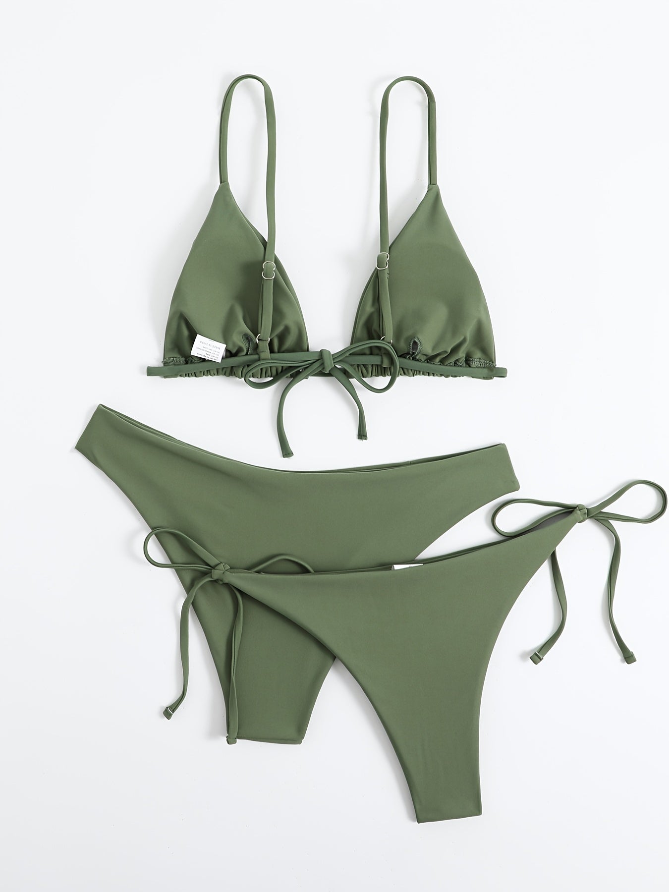 Essential Edge 3-Piece Bikini Set for Women – Solid Color High-Cut Triangle Top Two-Style Bottoms with Side Lace-Up Design & Quick-Drying Comfort – Versatile Women's Swimwear for Summer Pool Beach & Travel Stevvex