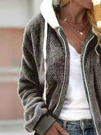Full Size Cozy Fleece Zip-Up Hooded Jacket Plus Size THRIXINE