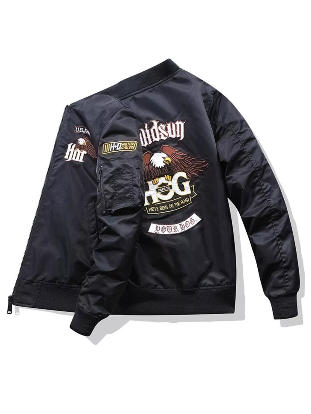 Embroidered Plus Size Bomber Jacket THRIXINE