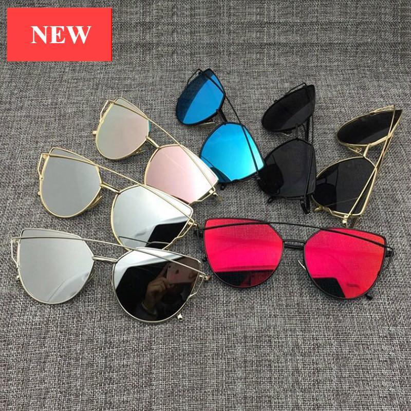 NEW  Stevvex Designer Cat eye Sunglasses For Women and Ladies in Vintage Metal Reflective Glasse Mirror Retro Oculos De Sol Gafas Style With UV 400 Protection - SJB-DIAMOND ELITES