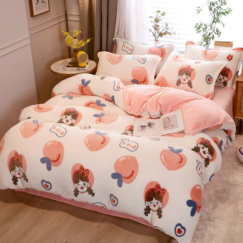 Milk Duvet Set Single Thickened Double Sided Duvet Cover Pi-Mart