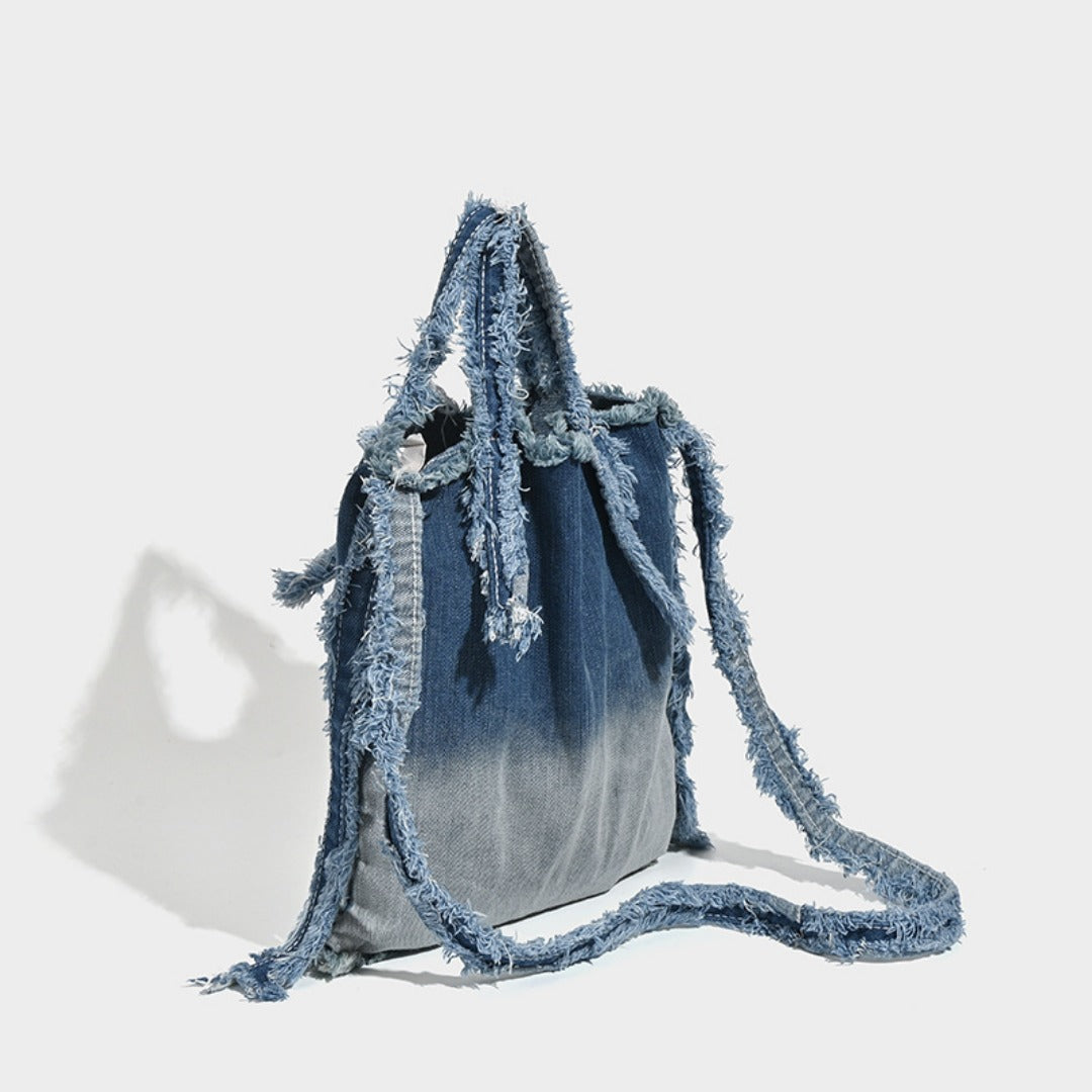 Washed denim bag stray wind, design tote shoulder bag, casual ladies shoulder bag, canvas shoulder hobo bag - SJB-DIAMOND ELITES