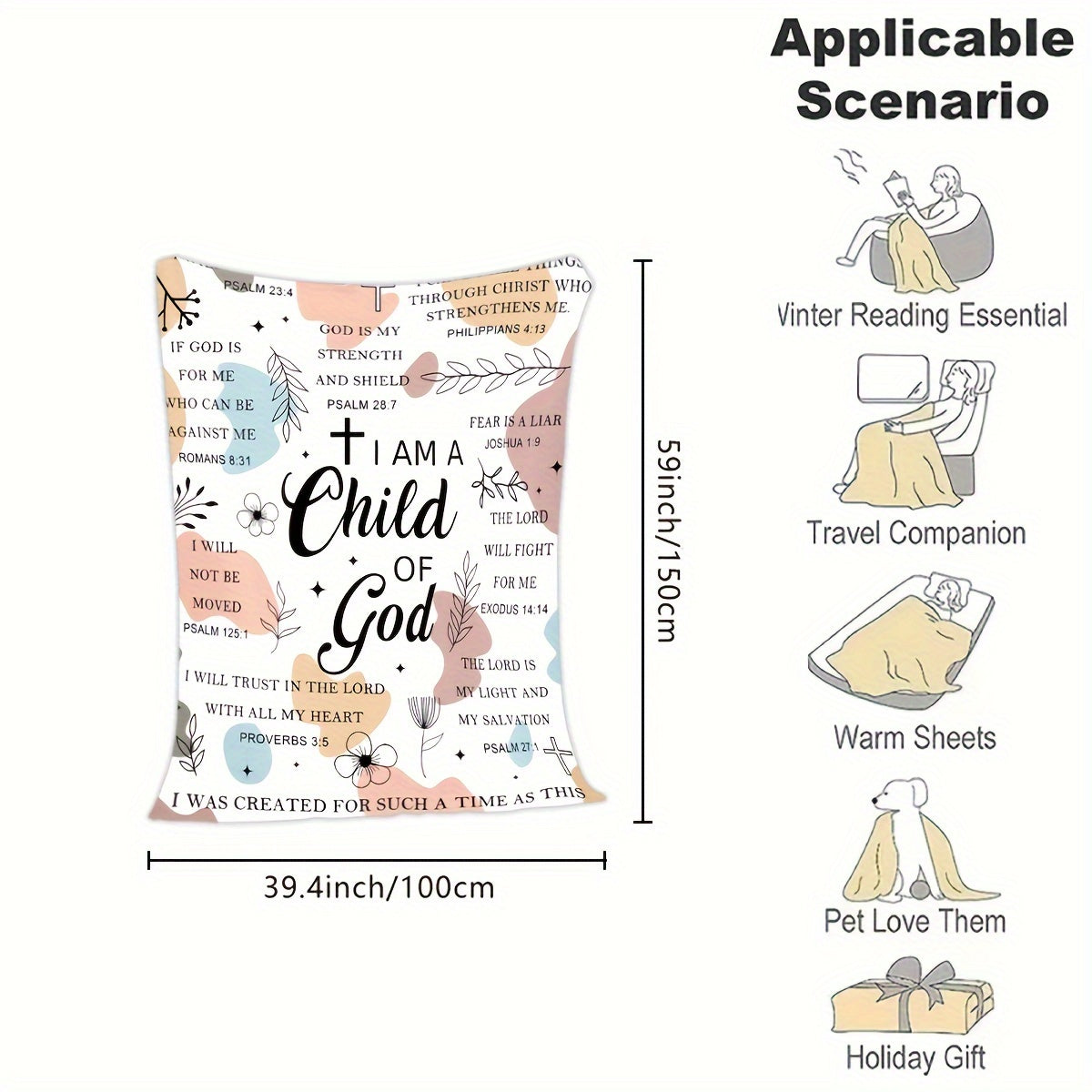 Women Gifts - I Am A Child Of God Blanket, Religious Gifts, Secret Sister Gifts For Women Inspiration Blanket Super Soft Flannel Blanket Lootquake LLC