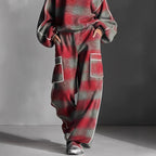 Women's Independent Brand Street Style Distressed Plaid Pantsuit With Contrasting Piping
