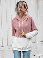 Contrast Drawstring Long Sleeve Hoodie Pi-Mart