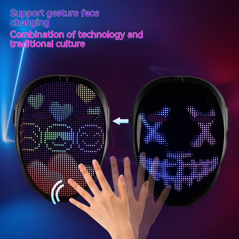 Halloween Face Masks Full Color LED Luminous Mask Face Changing Mask Party Bar Props Pi-Mart