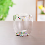 Creative Household Coffee Milk Dried Flower Quicksand Double Layer Glass Cup Pi-Mart