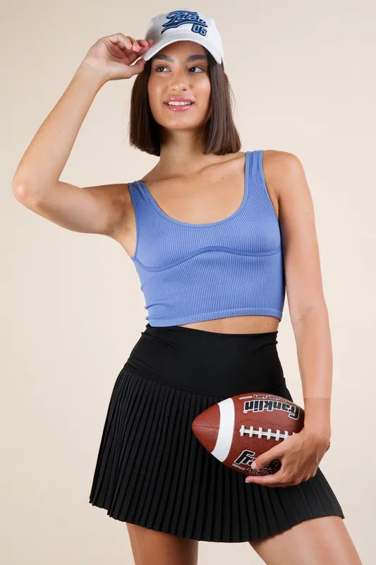 VERY J Pleated Activewear Skirt with Shorts Inside - SJB-DIAMOND ELITES