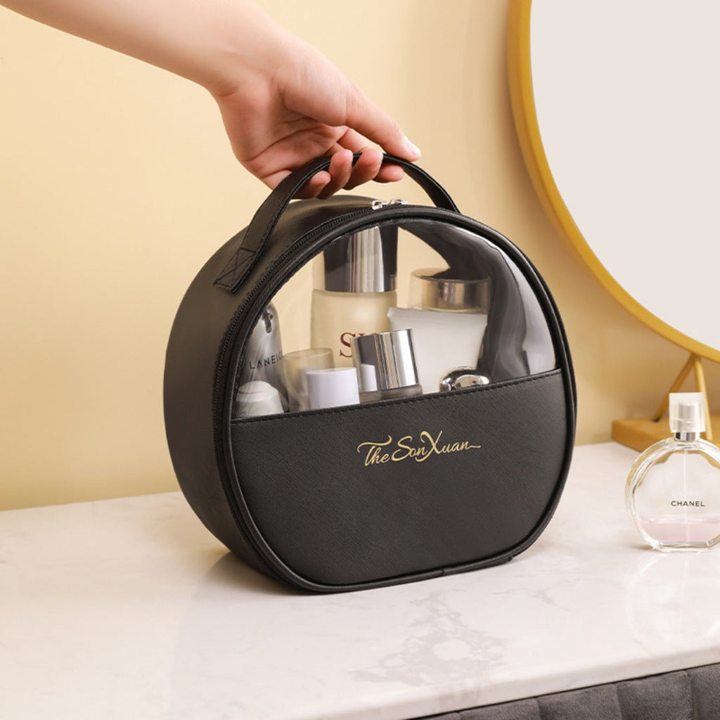 Portable large-capacity travel translucent cosmetic bag, Pu multi-functional waterproof toilet bag, portable skin care product storage bag, makeup bag organizer,Makeup bags, small - SJB-DIAMOND ELITES