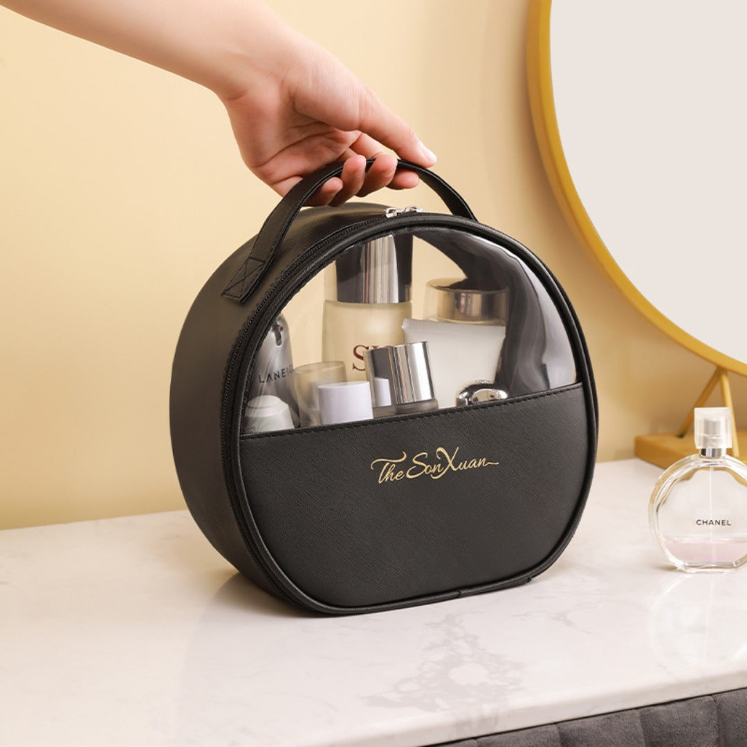 Portable large-capacity travel translucent cosmetic bag, Pu multi-functional waterproof toilet bag, portable skin care product storage bag, makeup bag organizer,Makeup bags, small - SJB-DIAMOND ELITES