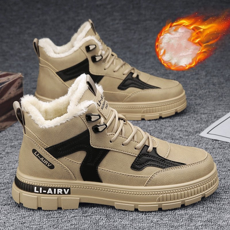Winter Thickened Velvet Warm Ankle Boots Men Outdoor Subzero Anti-cold Anti-ski Snow Boots Outdoor Casual Walking Running Flat Shoes Pi-Mart