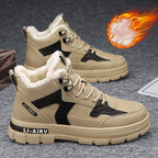 Winter Thickened Velvet Warm Ankle Boots Men Outdoor Subzero Anti-cold Anti-ski Snow Boots Outdoor Casual Walking Running Flat Shoes Pi-Mart