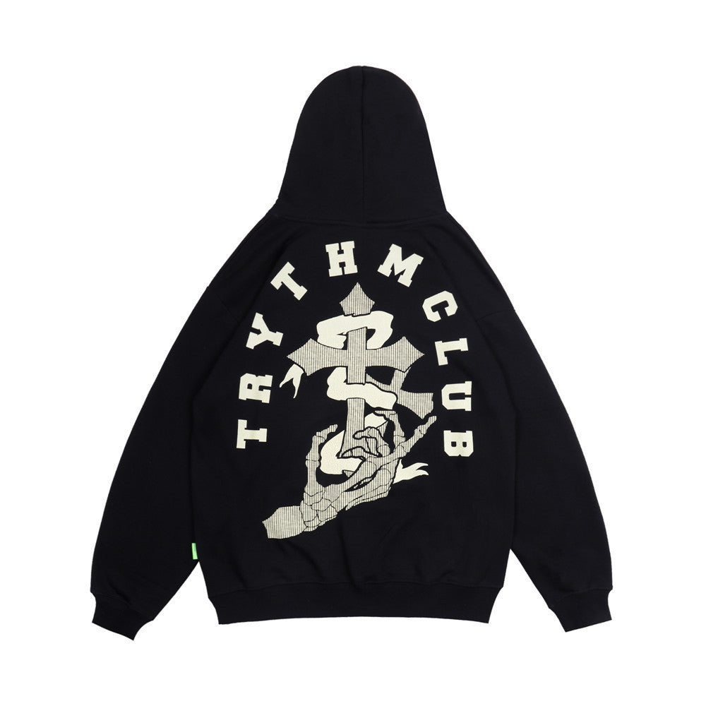 Fashionable Men's Cross Print Hooded Sweatshirt Pi-Mart
