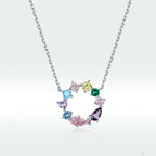 Silver Charm Original S925 Sterling Silver Colorful Wreath Necklace Pi-Mart