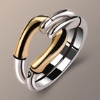 Ins Style Geometric Bone Bamboo Creative Two-tone Ring Pi-Mart