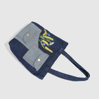 Shoulder denim bag, wheat ear embroidery splicing shoulder bag, vintage tote bag, fashion shopping bag - SJB-DIAMOND ELITES