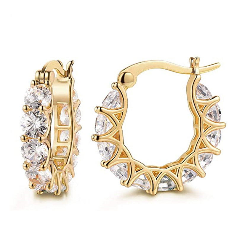Fashion U-shaped  Earrings Full Zircon Rhinestones  Earrings Pi-Mart