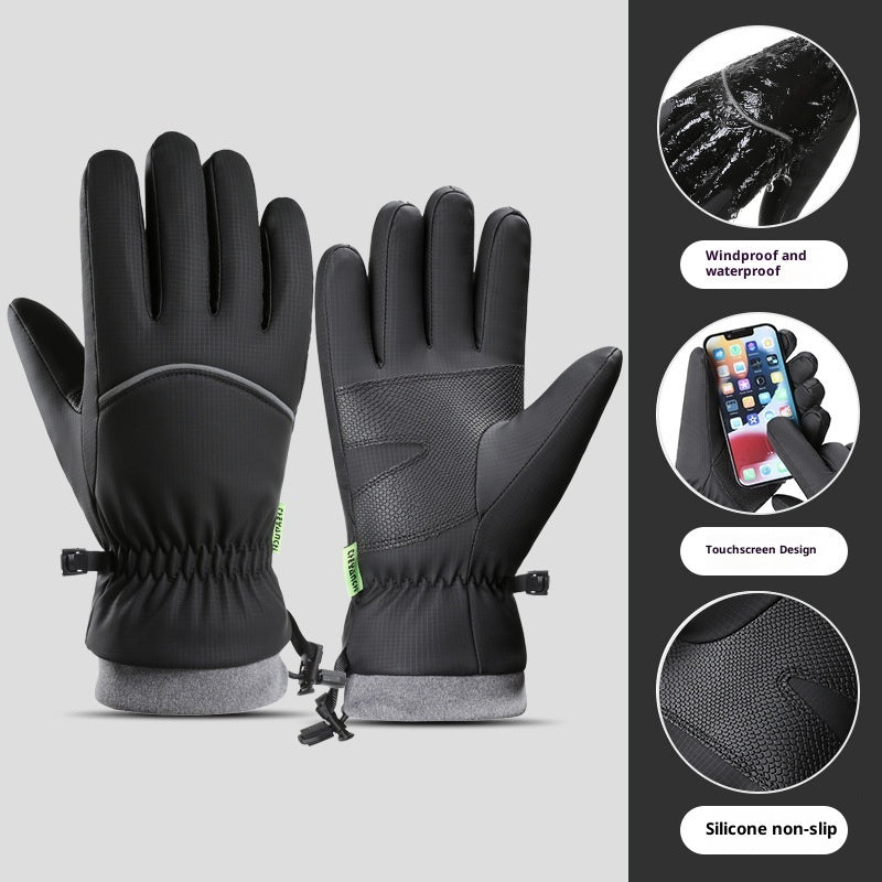 Fleece-lined Thick Waterproof And Cold-resistant Gloves Pi-Mart